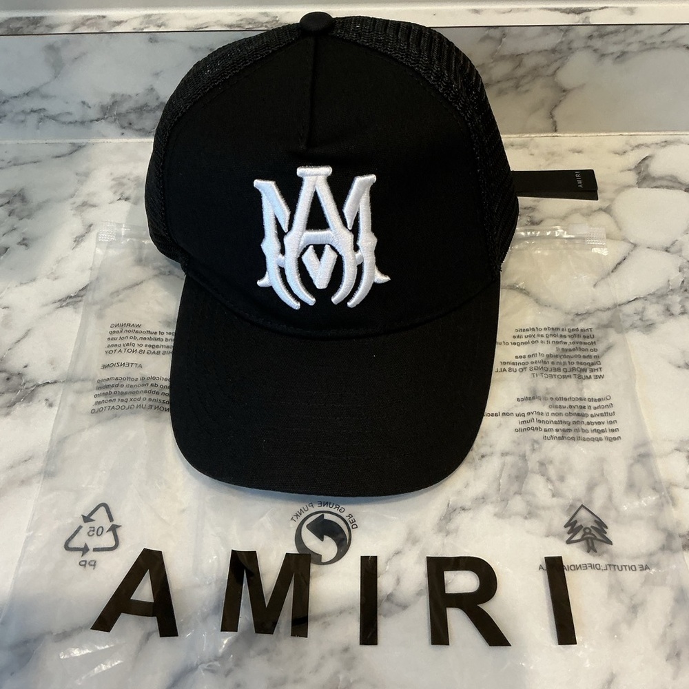 AMIRI Black Mesh Trucker Cap New